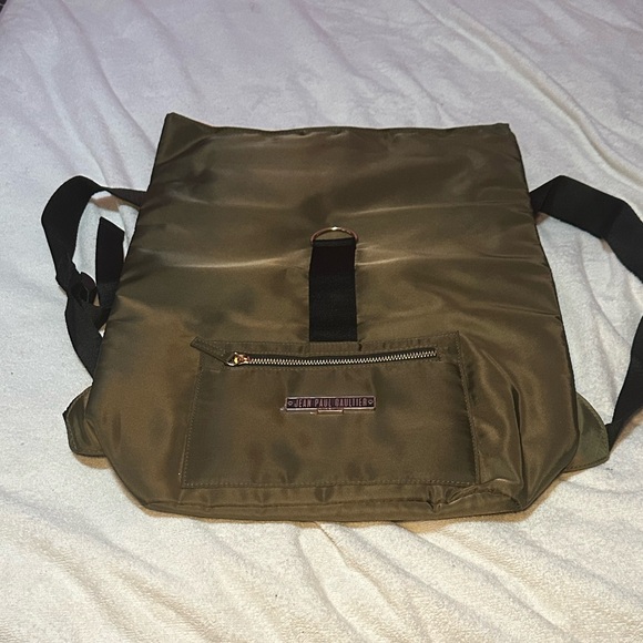 Jean Paul Gaultier PARFUM Olive Green Nylon Backpack | NWOT | Orange Interior - Picture 4 of 8